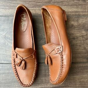 Cole Haan Country Tassel Brown Pebbled Leather Moc Toe Loafers - Women’s 11 AA